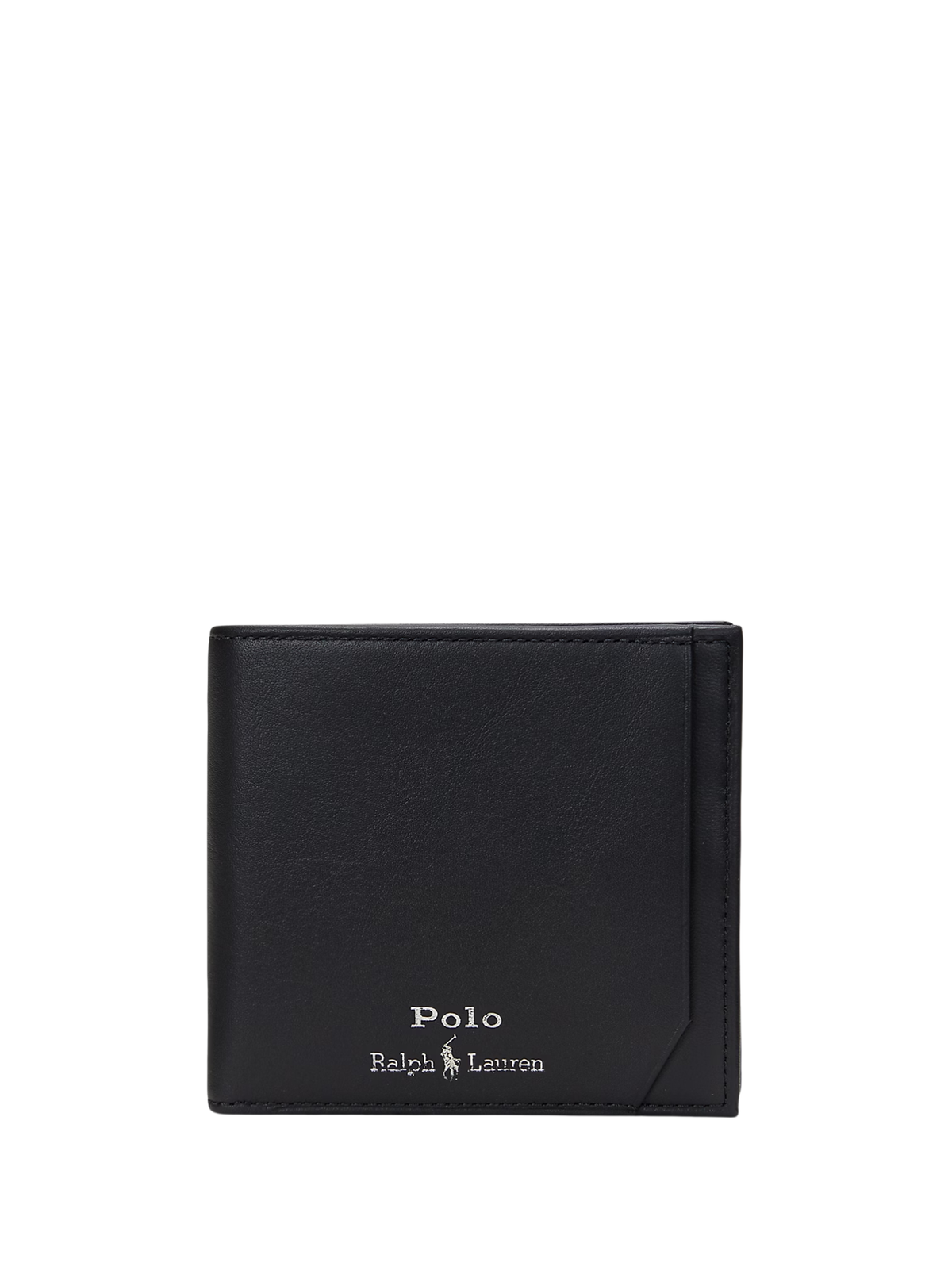 RALPH LAUREN Smooth Leather Billfold Coin Wallet Black