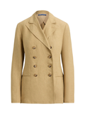 RALPH LAUREN WOMEN Double-breasted Délavé Linen Blazer Classic Camel