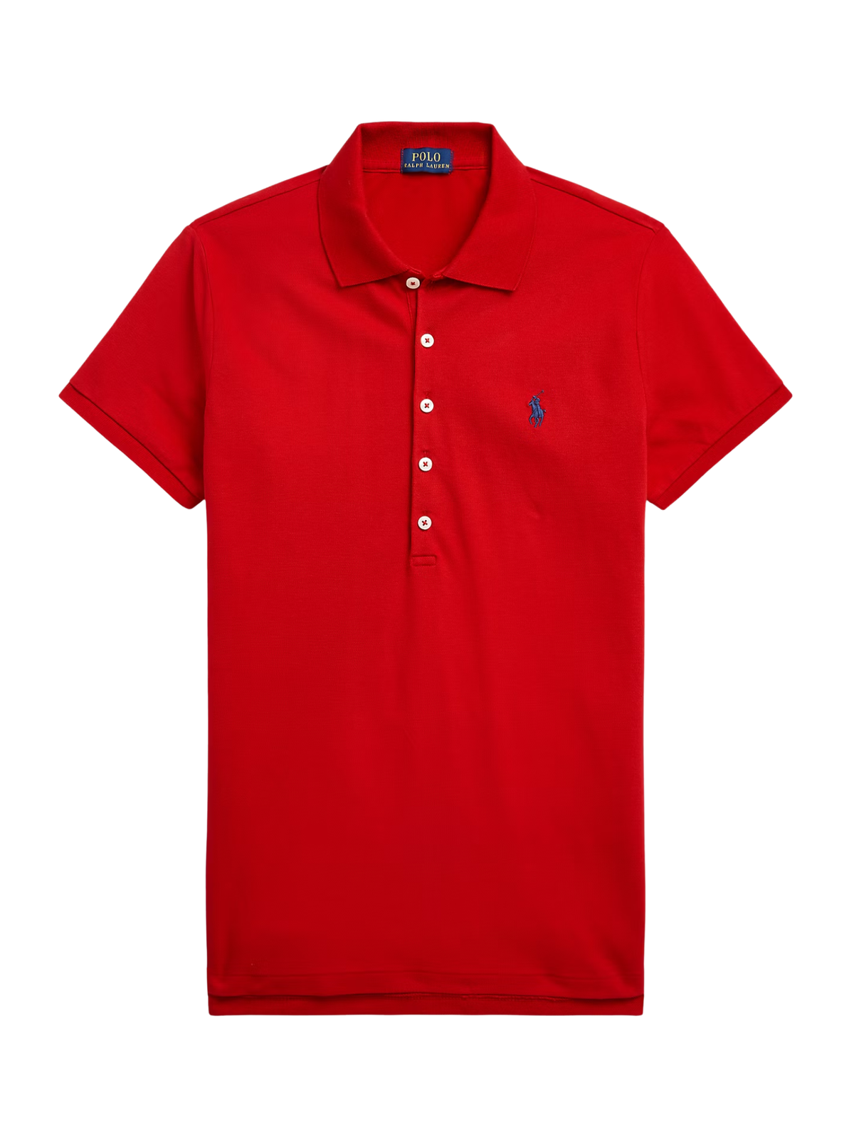 RALPH LAUREN WOMEN Slim Fit Stretch Polo Shirt Red/Navy