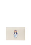 RALPH LAUREN WOMENS Polo Bear Leather Flapped Card Case Cream