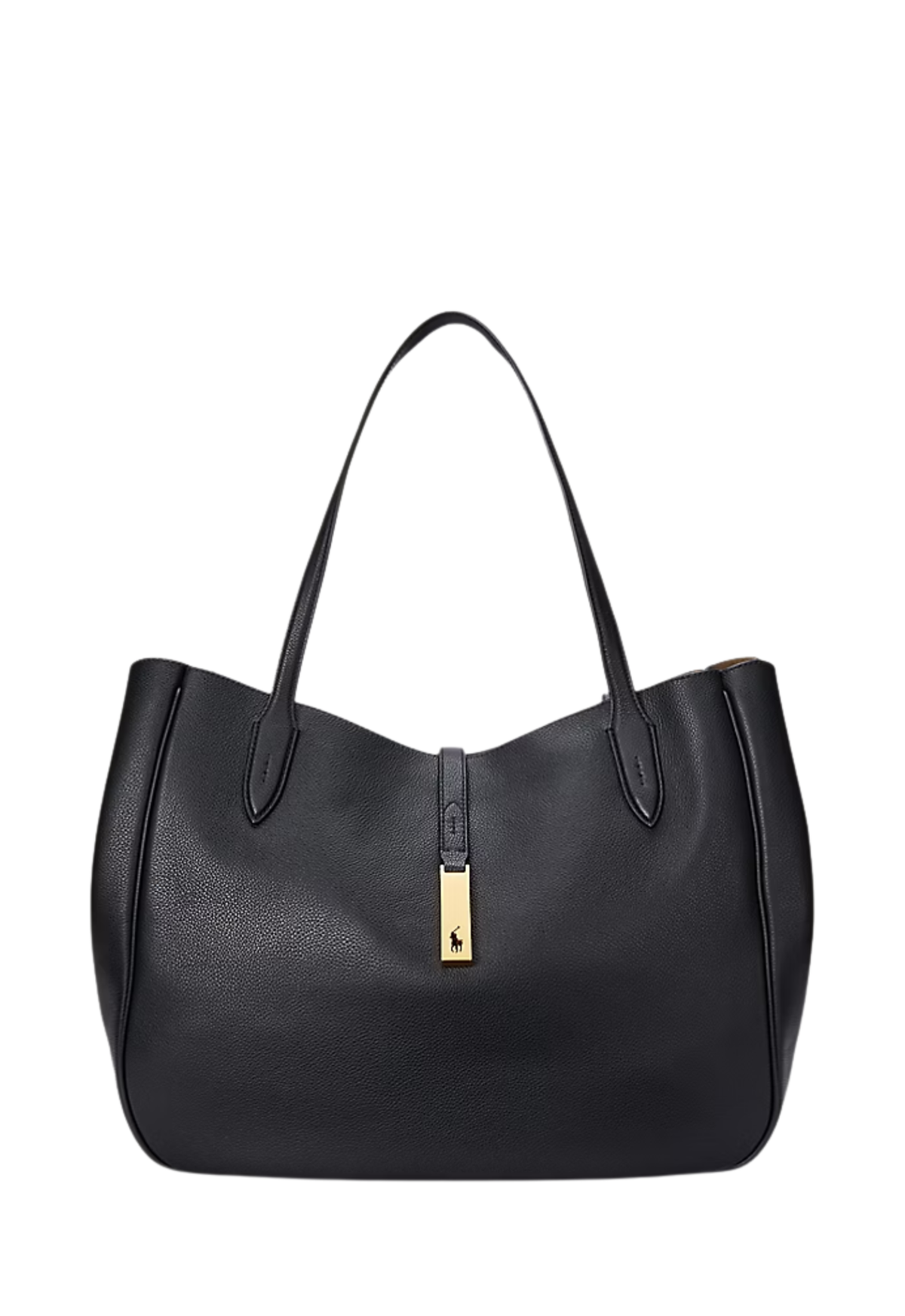 RALPH LAUREN WOMEN Polo ID Leather Large Tote Black