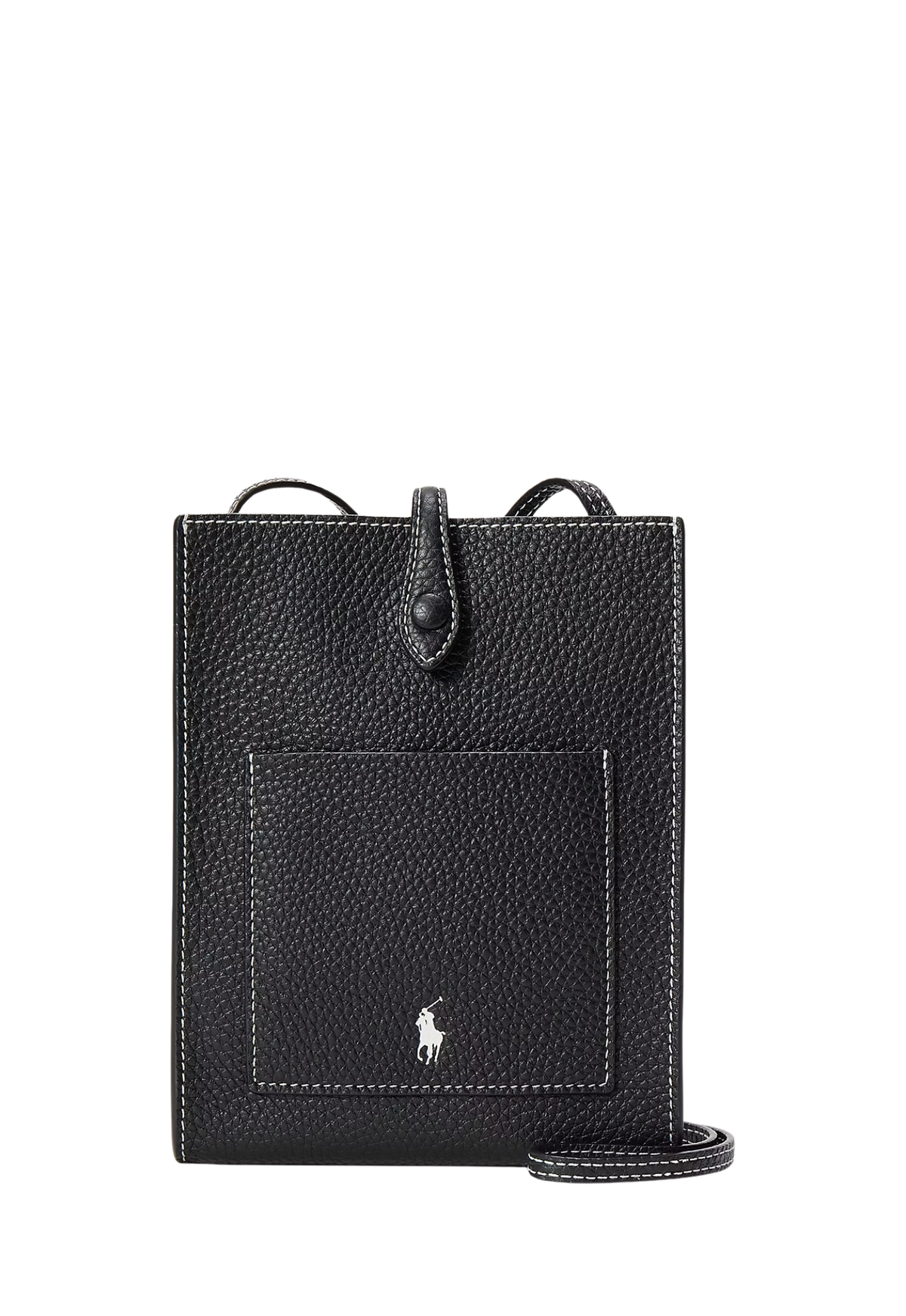 RALPH LAUREN WOMENS Polo Play Leather Pocket Crossbody Black