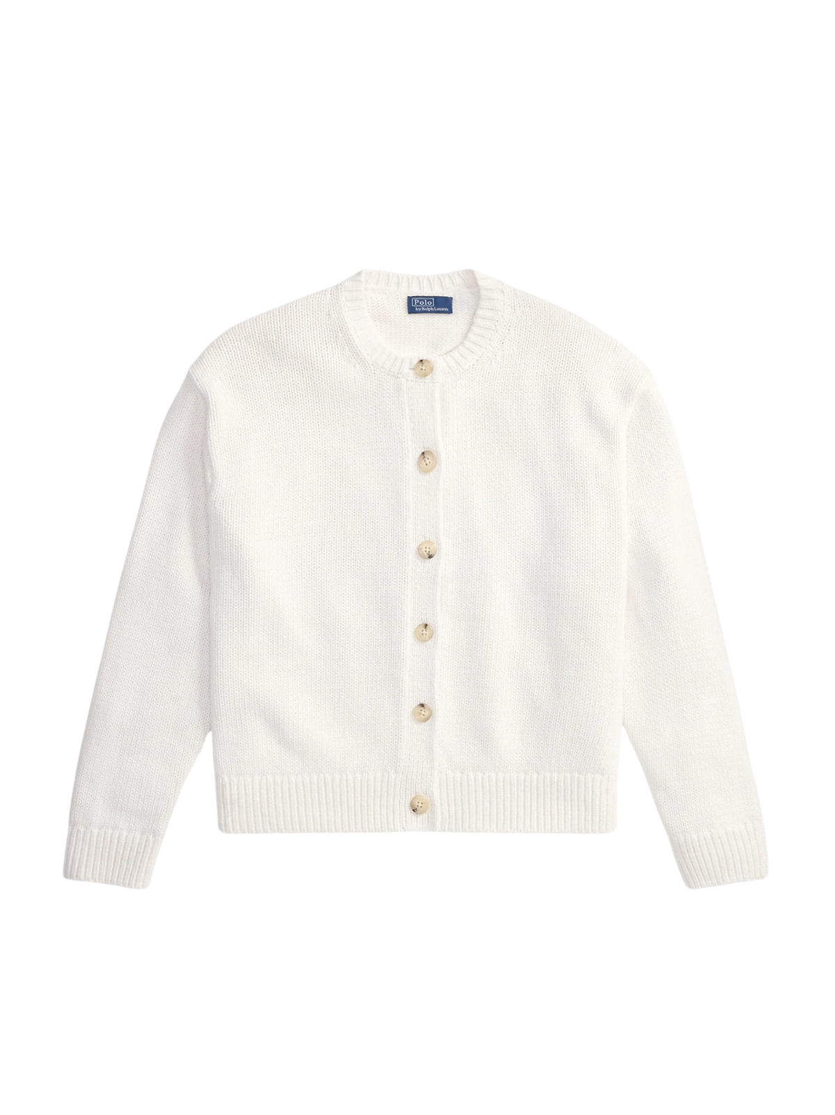 RALPH LAUREN WOMEN Linen-blend Crewneck Cardigan White