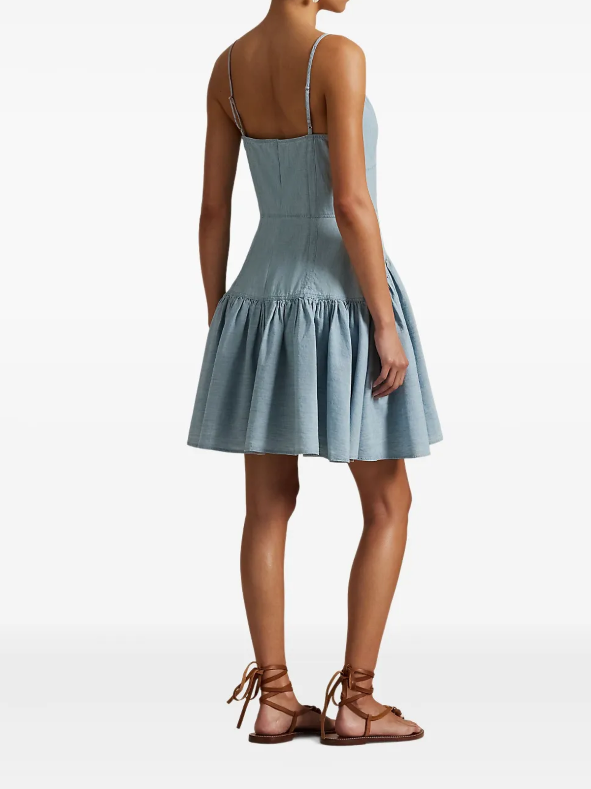 RALPH LAUREN WOMEN Panelled Cotton Chambray Dress Blue