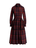 RALPH LAUREN WOMEN Plaid Tiered Shirtdress Red