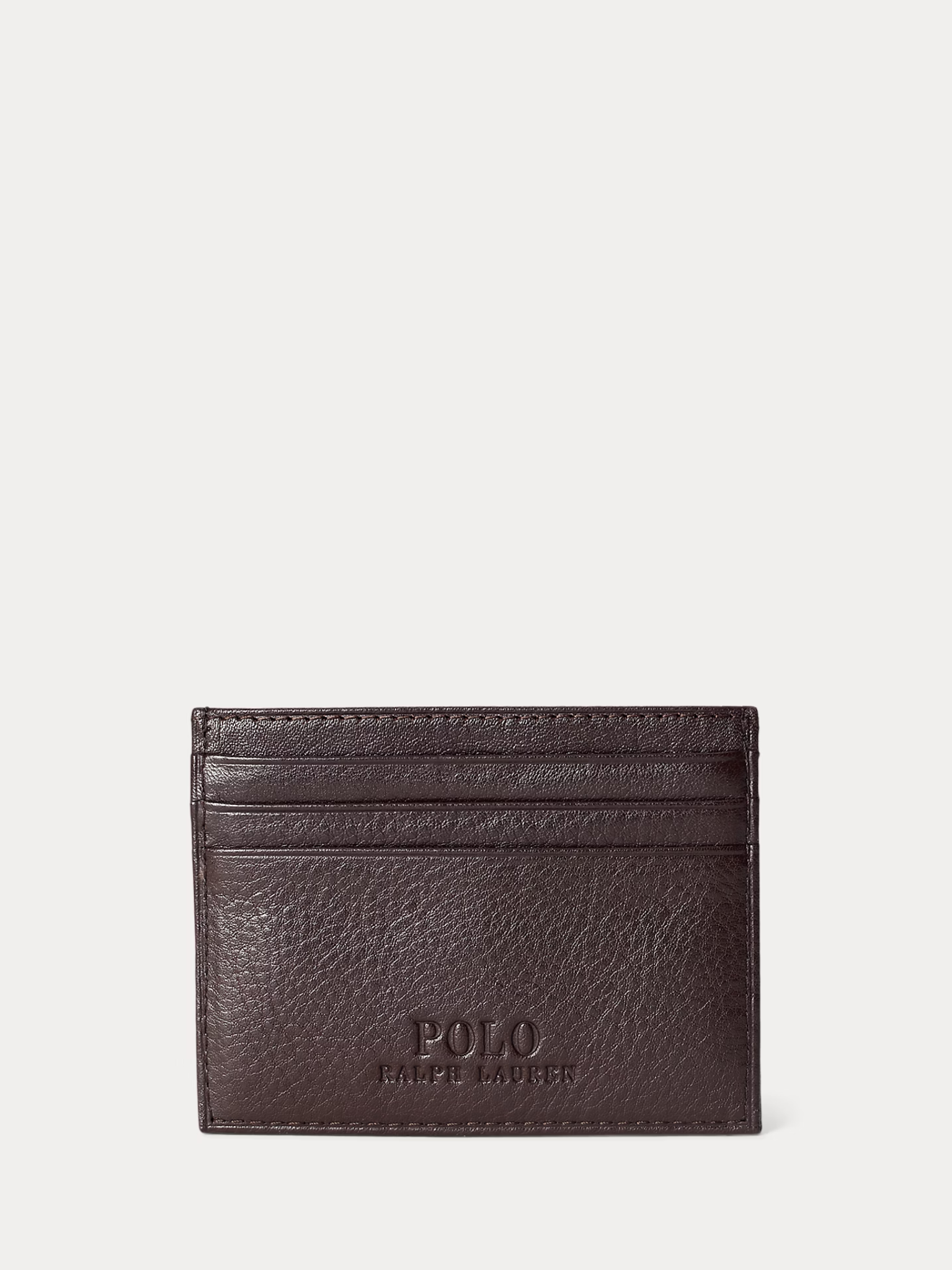 RALPH LAUREN Pebbled Leather Card Case Brown