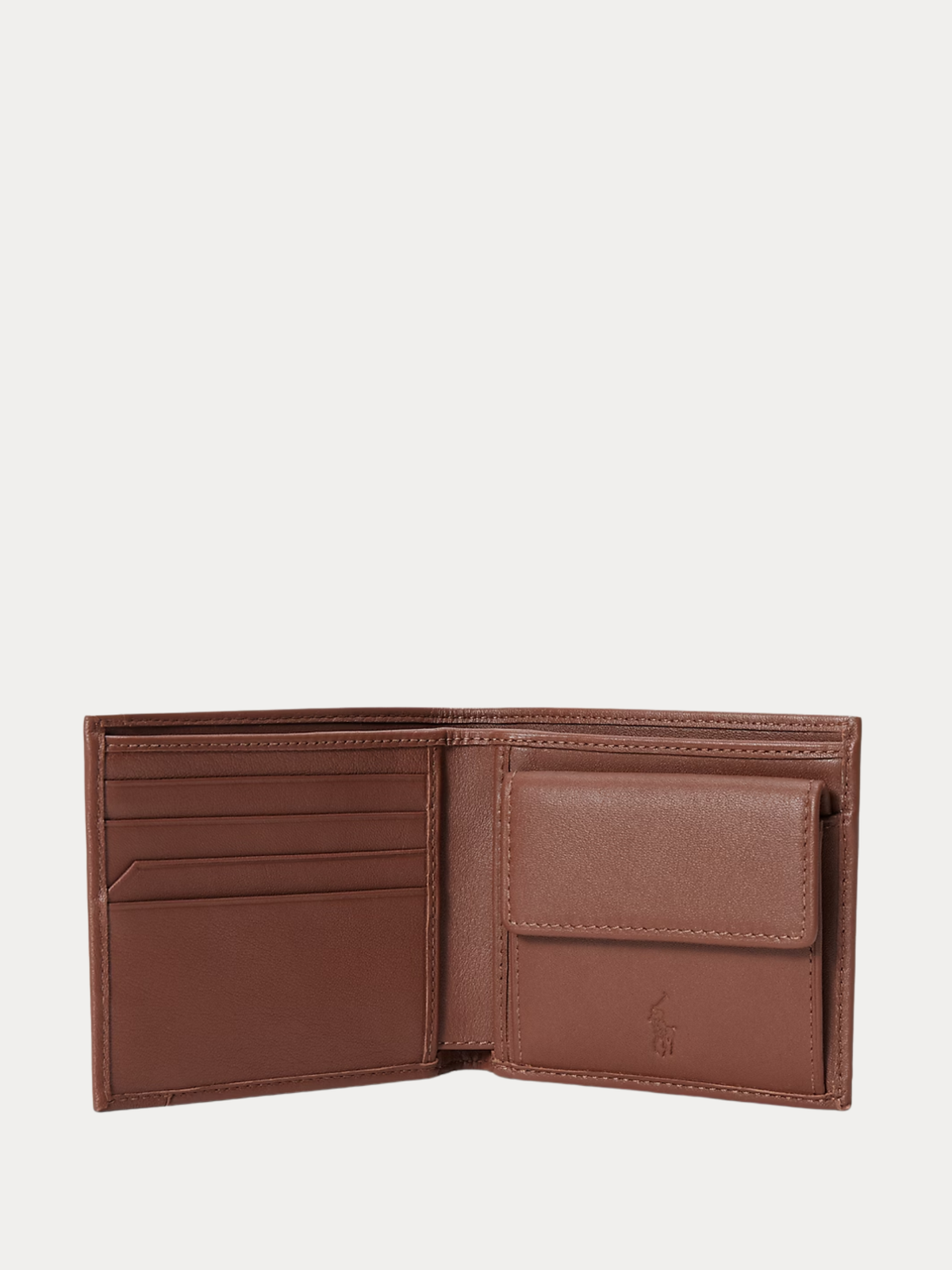 RALPH LAUREN Smooth Leather Billfold Coin Wallet Saddle